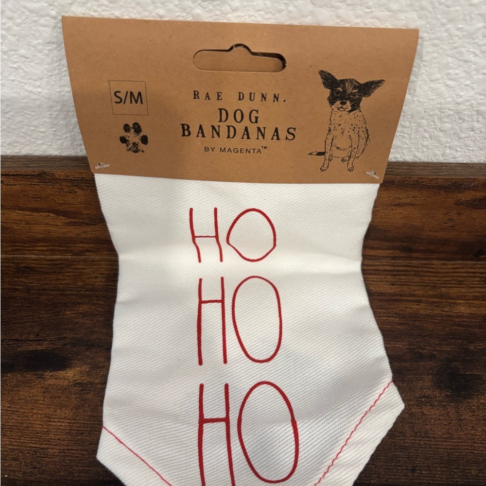 Rae Dunn White Holiday Pet Bandana with Red Stitching